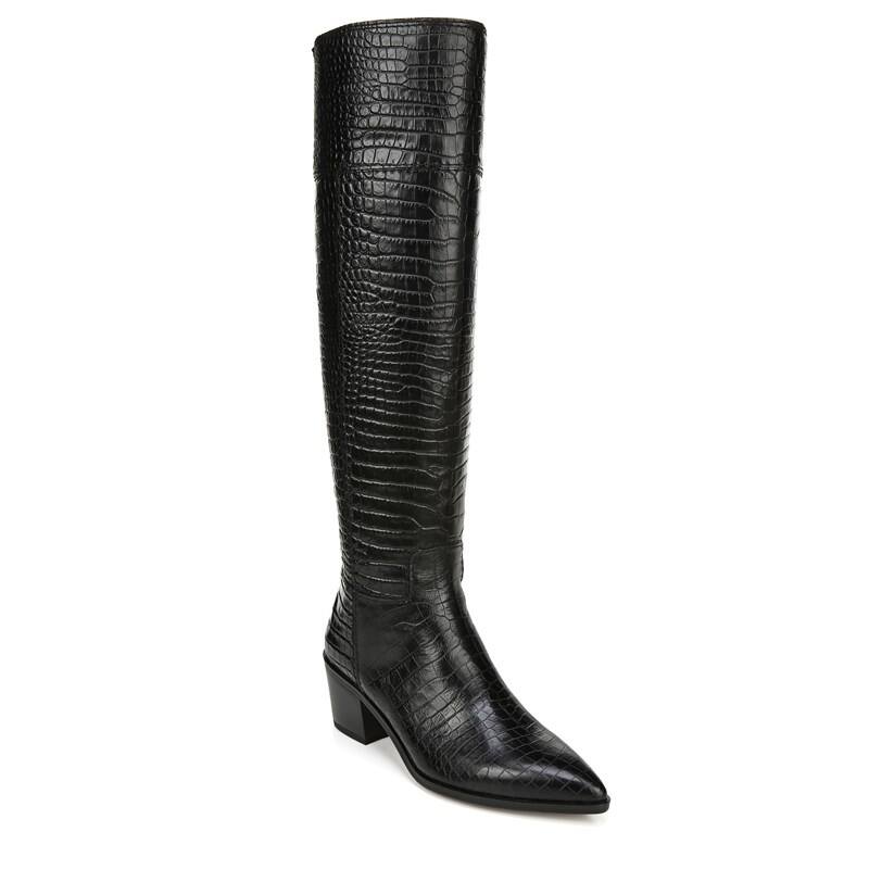 Franco Sarto Shannon Boots (Black Crocco Print Leather)